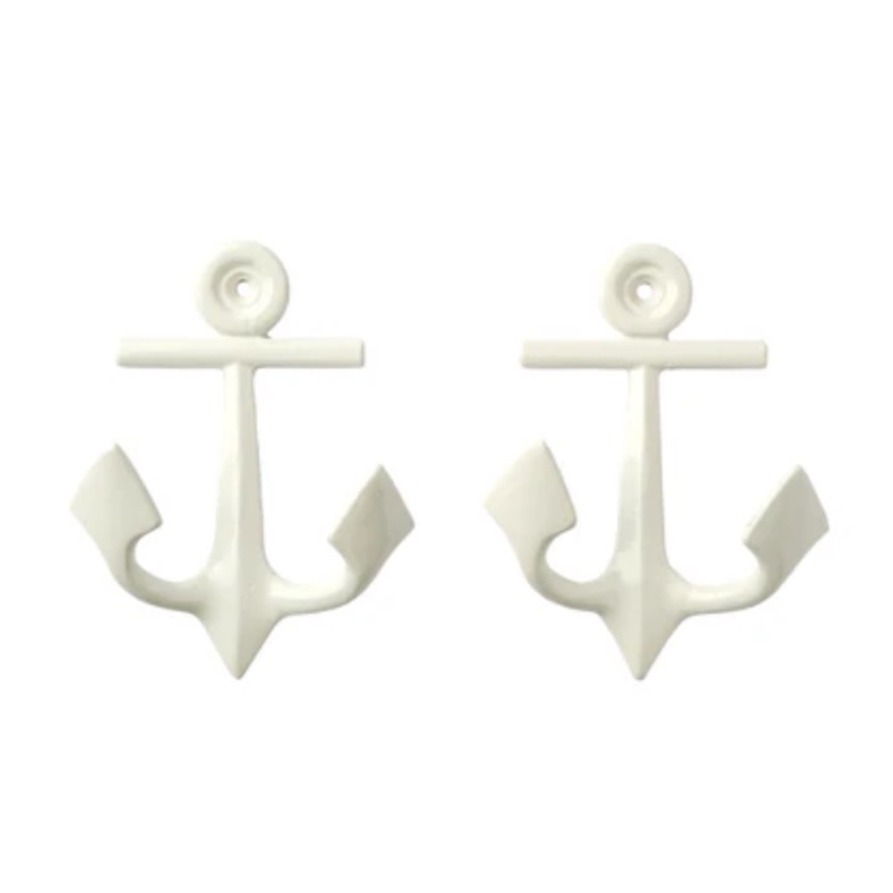 8 White Anchor Wall Decor Hooks (8 hooks) sold as set